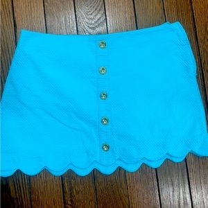 SZ 12 LILLY PULITZER TURQUOISE SCALLOPED EDGE SKORT